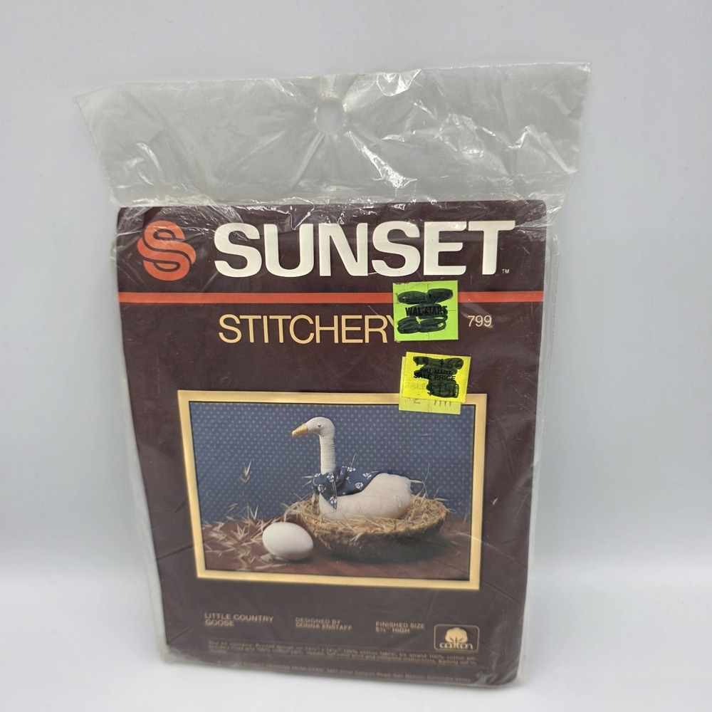 1984 VTG Sunset Stitchery Kit 799 Little Country Goose Sewing‎ Kit New & Sealed